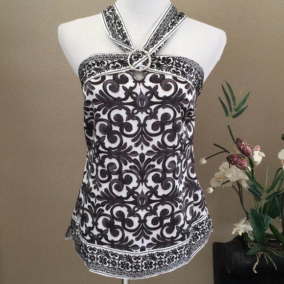 White House Black Market Tops - 💕WHBM Halter Fringe Tie Top